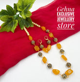 Designer Semi Precious Yellow Onyx Single Strand Beaded Necklace For Woman Beads Jewellery